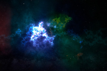 Wall Mural - amazing blue and red star nebula or constellation in the space, infinite galaxy, elements of this im