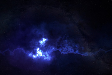 Wall Mural - amazing blue and red star nebula or constellation in the space, infinite galaxy, elements of this im