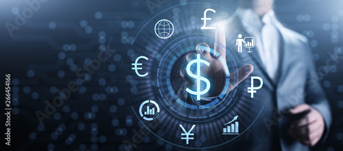 Dollar Icon On Screen Currency Trading Rate Forex Business Concept - 