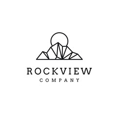 Wall Mural - mountain sun line logo design inspiration