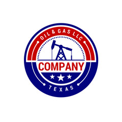 Wall Mural - oil mining with red and blue circle badge and star logo design inspiration