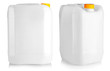 The blank packaging white plastic gallon with yellow cap isolated on white background with clipping path