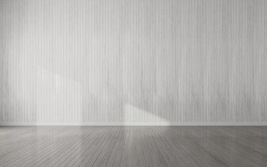 Aufkleber - 3D stimulate image of wood empty room with sun light cast shadow on the laminate wall and plank floor,Perspective of minimal architecture. 3D rendering