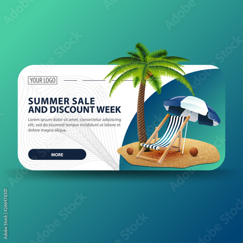 Summer Sale And Discount Week Horizontal Banner With Modern