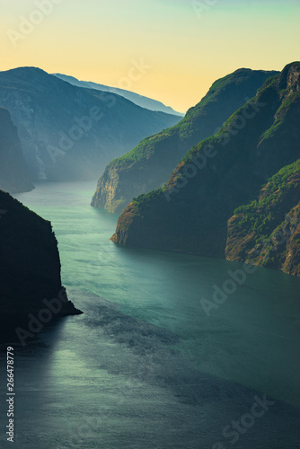 Fjord landscape Aurlandsfjord in Norway Fototapeta