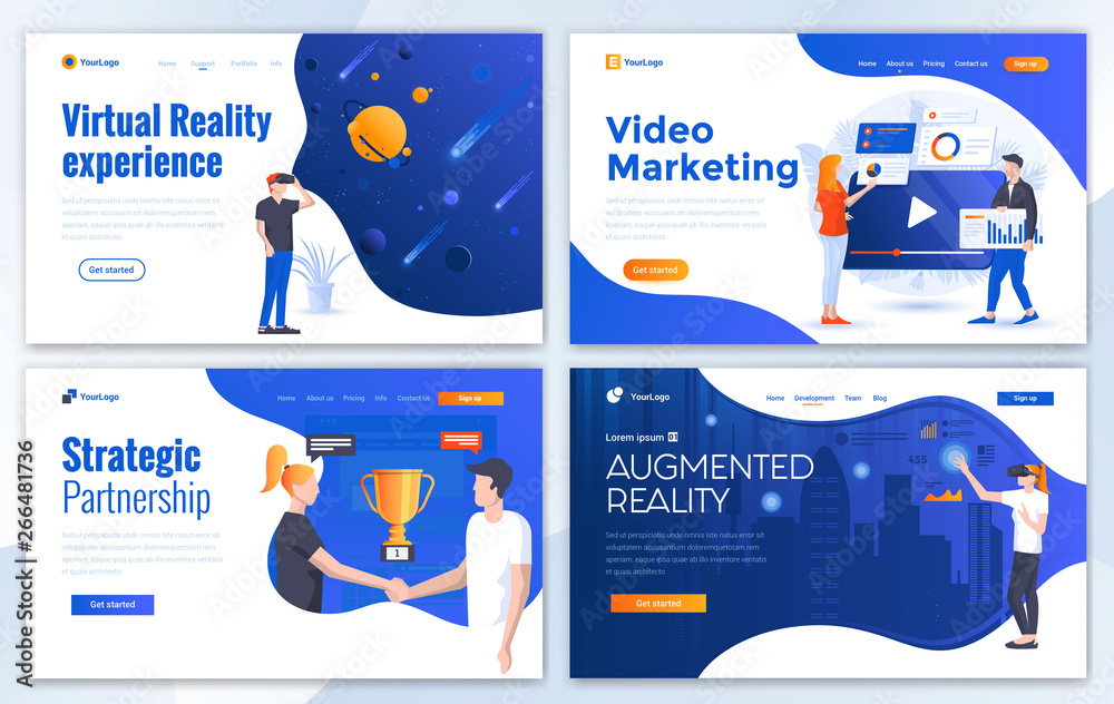 Flat Modern design of website template - Virtual reality Stock Vector ...