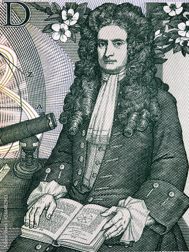 Fotomural Isaac Newton a portrait from old English money