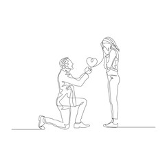 Wall Mural - Continuous one line man make a marriage proposal on the knee