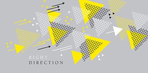 Wall Mural - laconic gray and yellow abstract arrow composition