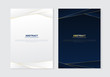 © rarinlada - Cover brochure template header and footers polygonal pattern luxury style on dark blue and white background with golden lines. You can use for letterhead, poster, banner web, print, leaflet