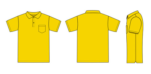 Polo shirt (golf shirt) template illustration ( front/ back/ side ) / yellow