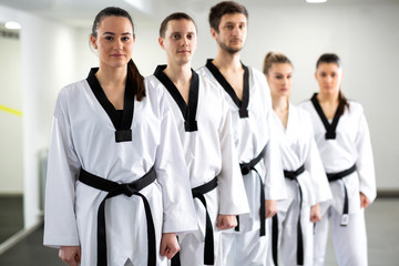 Martial arts combat fighters showing high discipline