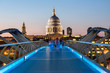 London, London Millennium Footbridge  and St. Paul's Cathedral at night