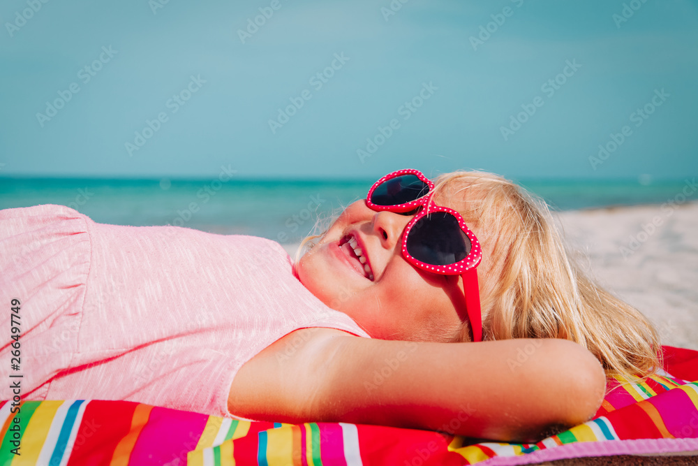 happy cute little girl smile on beach vacation Stock Photo | Adobe Stock