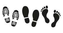 Human Footprints Icon Set.