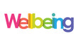 © Web Buttons Inc - WELLBEING vector rainbow typography banner