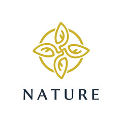 Poster - tree flower logotype. Universal premium park lotus eco vector logo icon symbol.