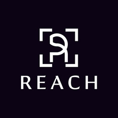 Poster - Monogram design template of letter R in linear style.