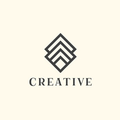 Leinwandbilder - linear vector logo. Abstract luxury lines logotype.