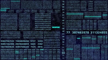 Aufkleber - HUD Futuristic Digital Encoder Decoder Data Number Selection Code Animation For Screensaver Background. Virtual Reality Motion Abstract Random Count Binary Decimal Statistics Monitor Display.