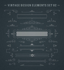 Vintage vignettes swirls ornaments decorations design elements vector set