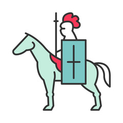 Sticker - Horse knight with flag color icon