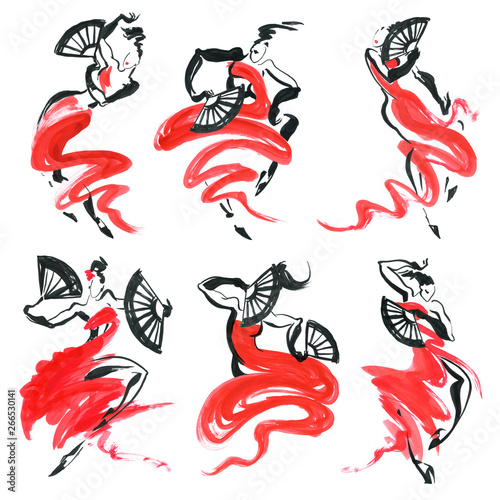 Flamenco. Beautiful Dancing Woman Fotobehang