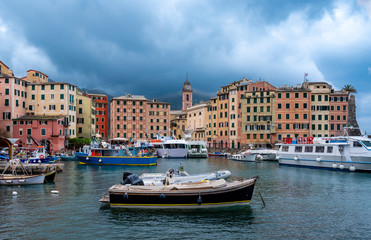 Wall Mural - Marina  view of Camogli town in Liguria, Italy.