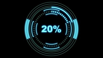 Loading and pending screen futuristic - HUD elements and percentage counter, pending part is loopable, alpha mask included