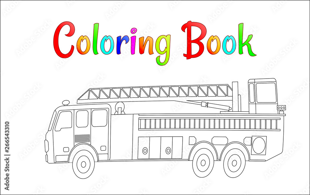 Fire truck coloring book vector. Coloring pages for kids Vector ...