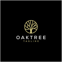 Simple Oak Tree Vector Logo Design