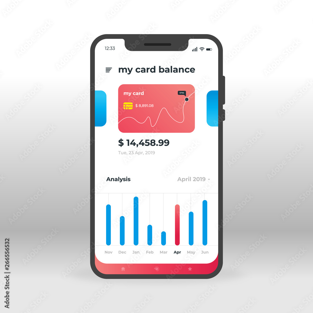 Red and blue banking UI, UX, GUI screen for mobile apps design. Modern ...