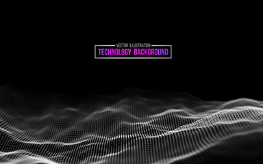 Poster - Abstract technology background. Background 3d grid.Cyber technology Ai tech wire network futuristic wireframe. Artificial intelligence . Cyber security background Vector illustration