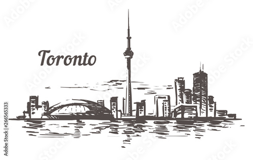 Dekoracja na wymiar  panorame-toronto-szkicu-toronto-kanada-recznie-rysowane-ilustracji-wektorowych