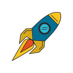 Sticker - rocket taking off cartoon