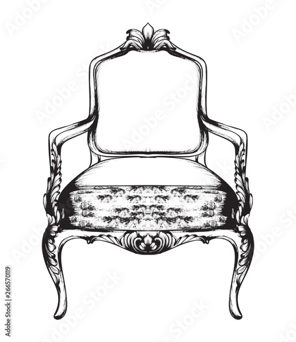 Rich baroque armchair Vector. Retro style furniture. Vintage designs