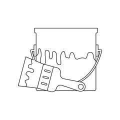 Poster - color brush and paint can icon. Element of construction tools for mobile concept and web apps icon. Outline, thin line icon for website design and development, app development