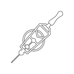 Poster - color manual mechanical drill icon. Element of construction tools for mobile concept and web apps icon. Outline, thin line icon for website design and development, app development