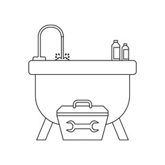 Poster - color plumbing work icon. Element of construction tools for mobile concept and web apps icon. Outline, thin line icon for website design and development, app development