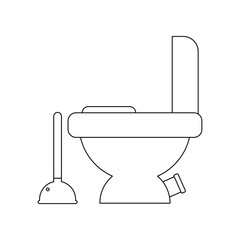 Poster - color toilet bowl and plunger icon. Element of construction tools for mobile concept and web apps icon. Outline, thin line icon for website design and development, app development