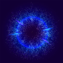 Burst Color Vector Background. Dot Liquid Flow 3d Design Illustration. Geometric Dynamic Particles Explosion Concept
