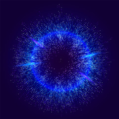 Fototapete - Burst color vector background. Dot liquid flow 3d design illustration. Geometric dynamic particles explosion concept
