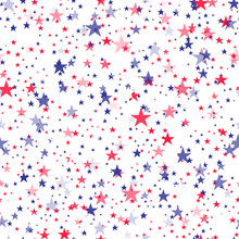 Seamless Pattern With Blue And Red Stars. Vector
