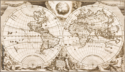 Obraz stara mapa  antyczna-mapa-swiata-z-xviii-wieku-stary-papier