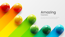 Amazing Abstract Vector 3D Colorful Balls Illustration Template For Poster, Flyer, Magazine, Journal, Brochure, Book Cover. Corporate Web Site Landing Page Minimal Background And Banner Design Layout.