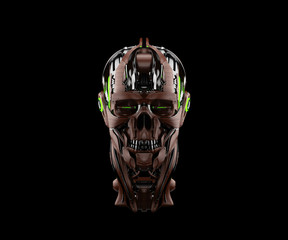 Wall Mural - Cyber skull in front 3d rendering