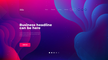 Wall Mural - Liquid color background design for Landing page site. Fluid gradient shapes composition. Futuristic design posters. Eps10 vector.
