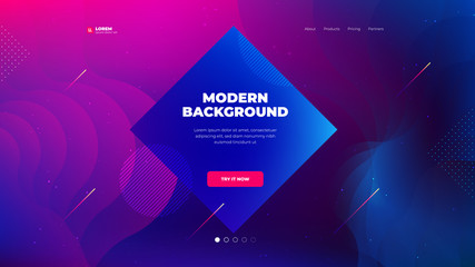 Wall Mural - Liquid color background design for Landing page site. Fluid gradient dimond shapes composition. Futuristic design posters. Eps10 vector.