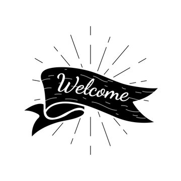 Welcome text in a badge