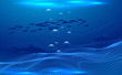 blue light and wireframe at underwater